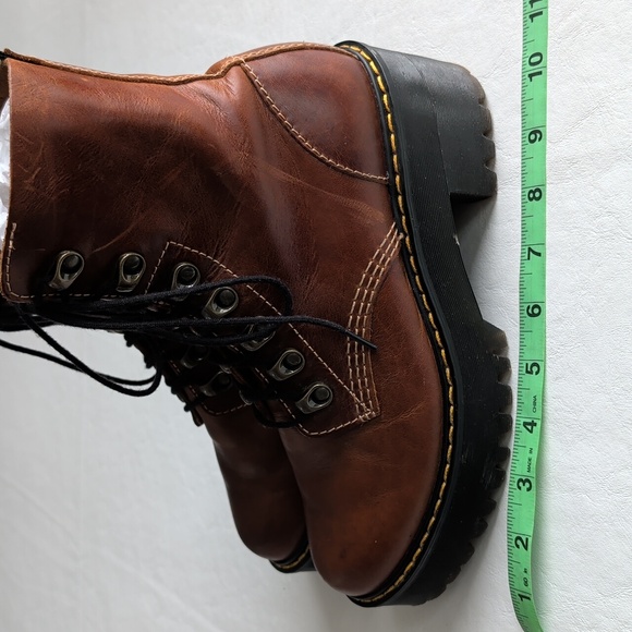 Dr. Martens Leona Brown Leather Platform Chunky Lace Up Boots Women's Size 7 - Picture 7 of 12